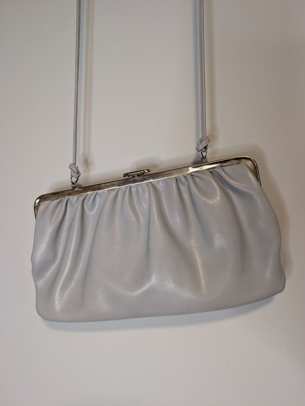 Vintage Cabrelli Silver/Grey Satin Frame-Top Shoulder Bag - Clip Close Clutch